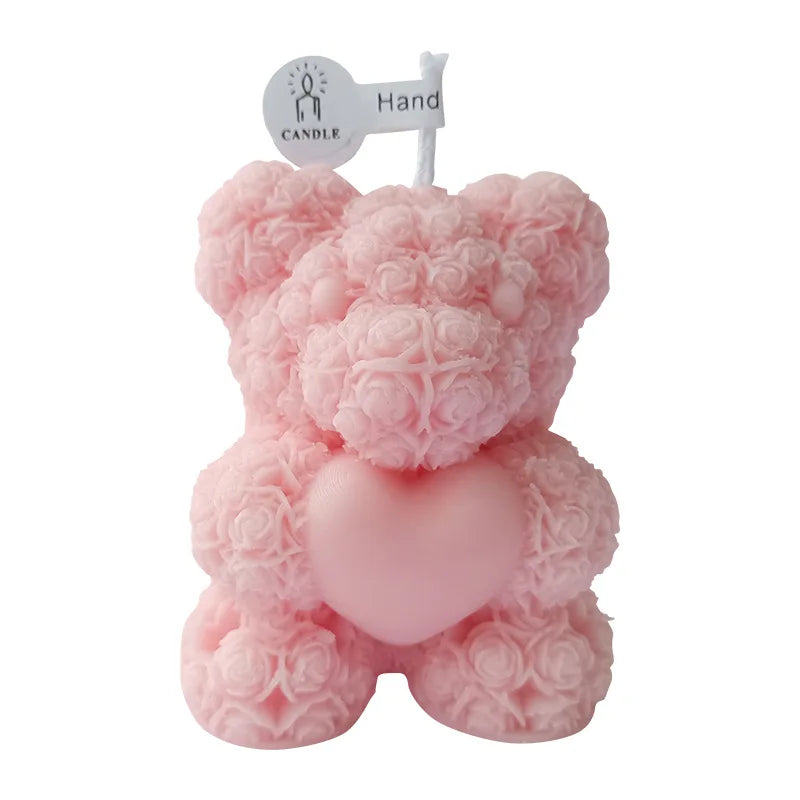 6-Piece Rose Bear Scented Candle Set – Home Décor Ornament Scented Candle Set Qme
