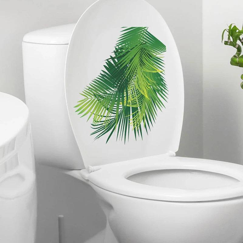 Tropical Green Leaf Wall Sticker – Waterproof Bathroom Decor Wall Decal Sticker Qst