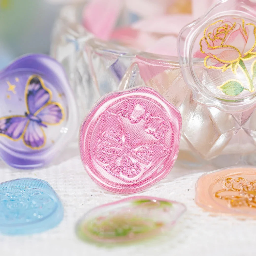 Floral Wax Seal Epoxy Stickers | DIY Scrapbook Craft Sheet Craft Sticker Sheet Qme