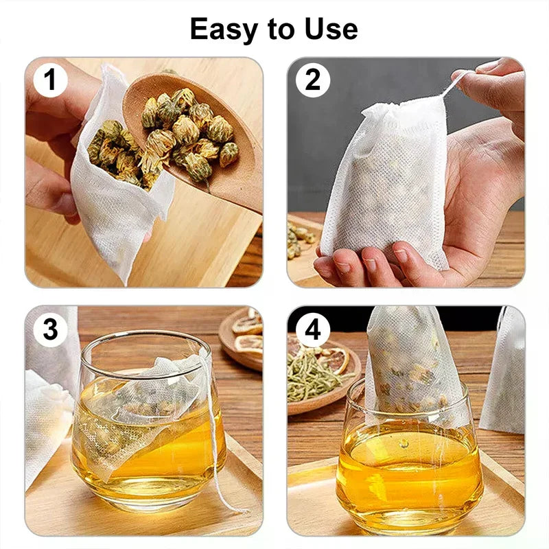 Disposable Non-Woven Drawstring Tea Bags – Coffee & Spice Filter Disposable Tea Filter Bags Qme