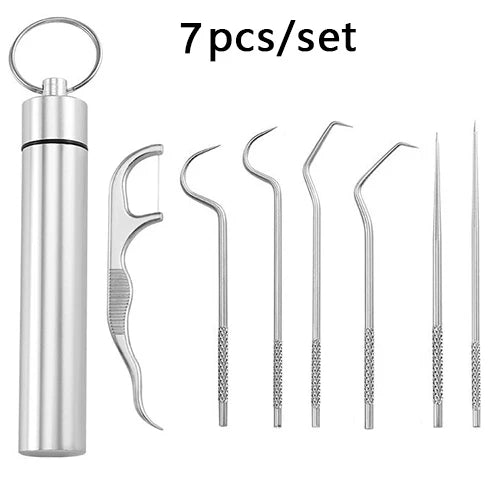 Reusable Stainless Steel Toothpick Set – Portable Oral Care Tool Reusable Toothpick Set Qme 7PCS China Mainland