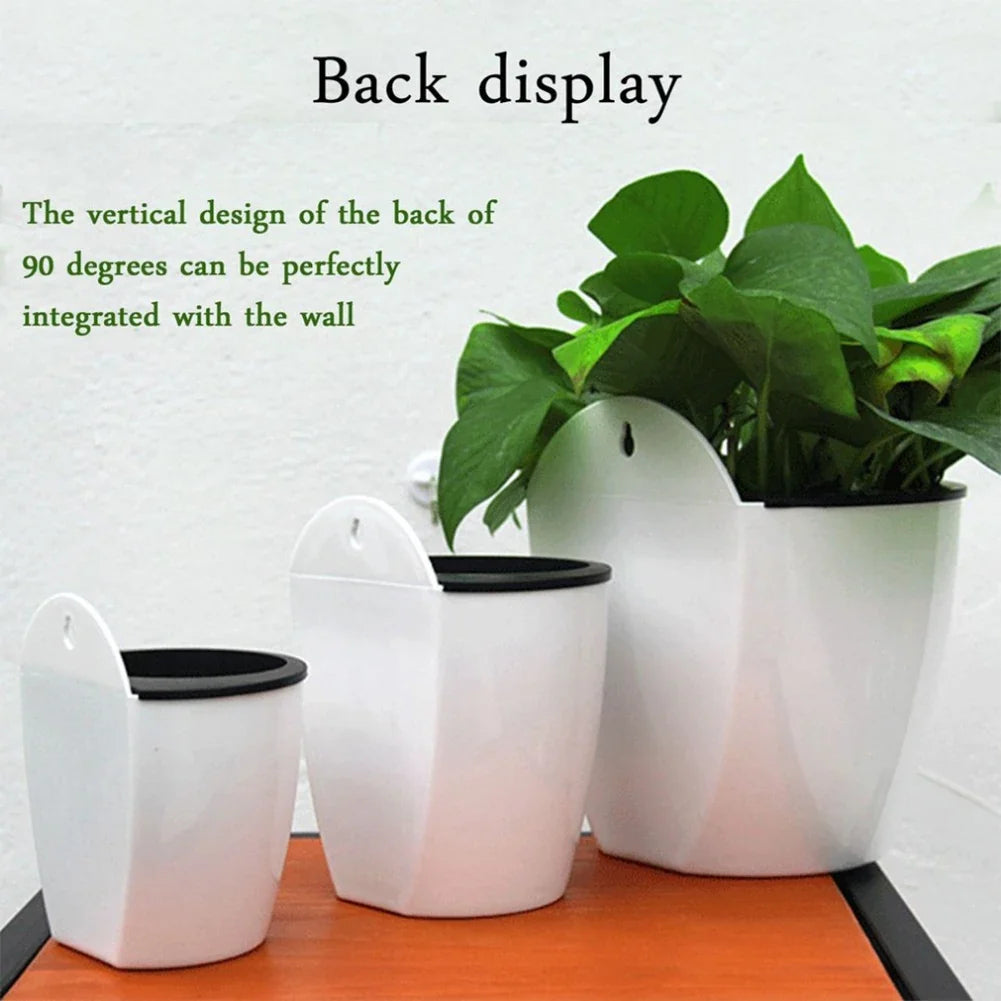 Wall-Mounted Self-Watering Indoor Planter | Plastic Flowerpot Wall-Mounted Planter Qme
