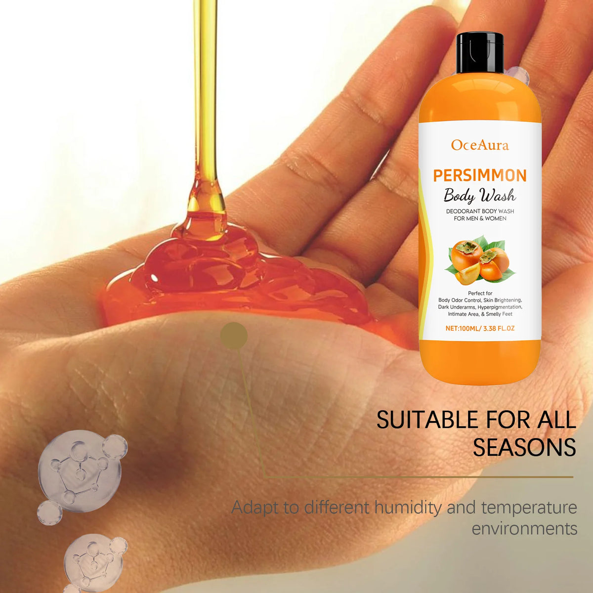 Persimmon Rosemary Body Wash Gel – Moisturizing Daily Shower Body Shower Gel Qst