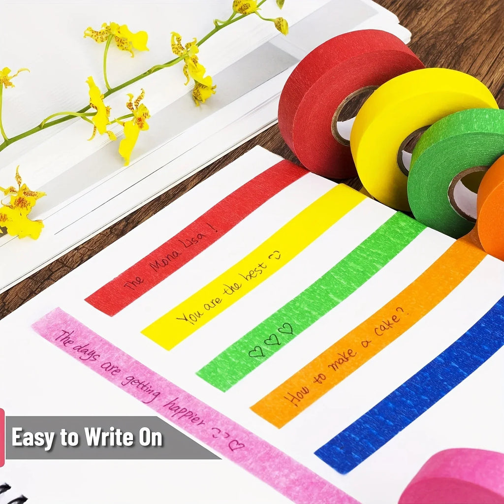 6-Roll Colored Masking Tape for Arts & Crafts – 1cm x 13m Colored Craft Tape Qme