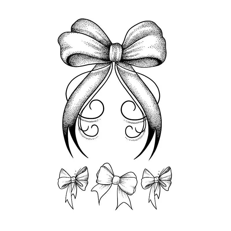 Bow Tattoo Sticker – Temporary Neck Body Art, Semi-Permanent Temporary Tattoo Sticker Qme