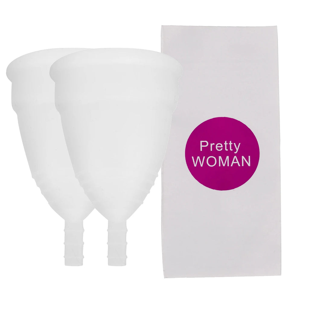 2-Pack Medical Silicone Menstrual Cups – S & L Sizes Menstrual Cup Qst 2Pcs-Naked-White L Size