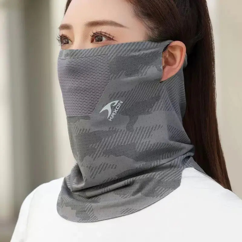 Ice Silk UV Face & Neck Mask – Cooling Outdoor Sun Cover Sun Protection Mask Qst Dark gray