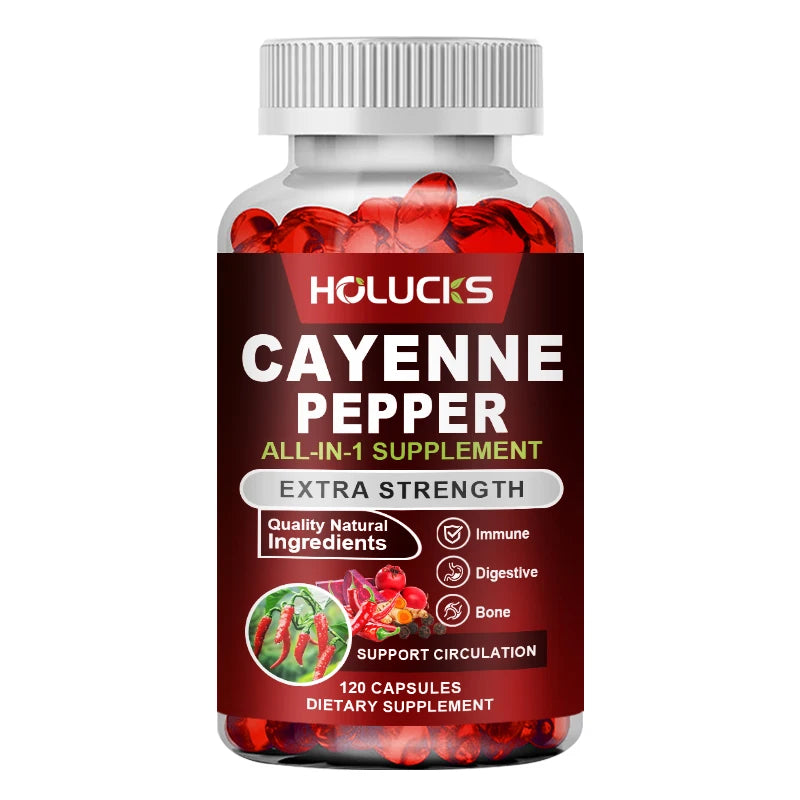 Cayenne Pepper Supplement with Organic Beet & Hawthorn | 60 Caps Herbal Supplement Qst 120pcs - 1 BOX Trial