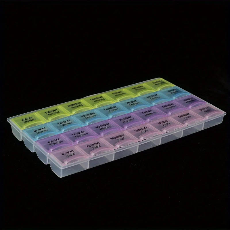 Portable 28-Grid Large Capacity Medicine Organizer Box Pill Organizer Box Qme
