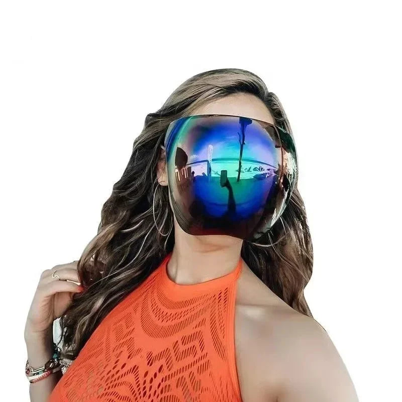 Oversized Punk Goggle Sunglasses | Full UV Protection Face Mask Goggle Sunglasses Qme