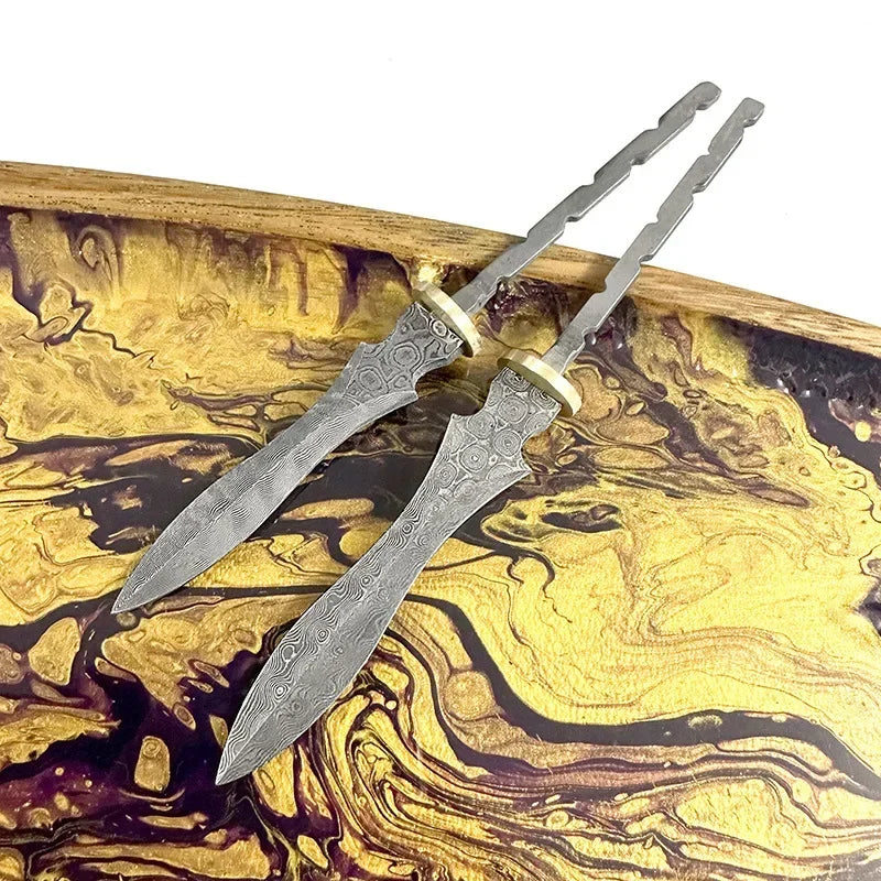 Damascus Steel Tea Knife Billet – Pu'er Tea Needle DIY Kit Tea Knife Billet Qst