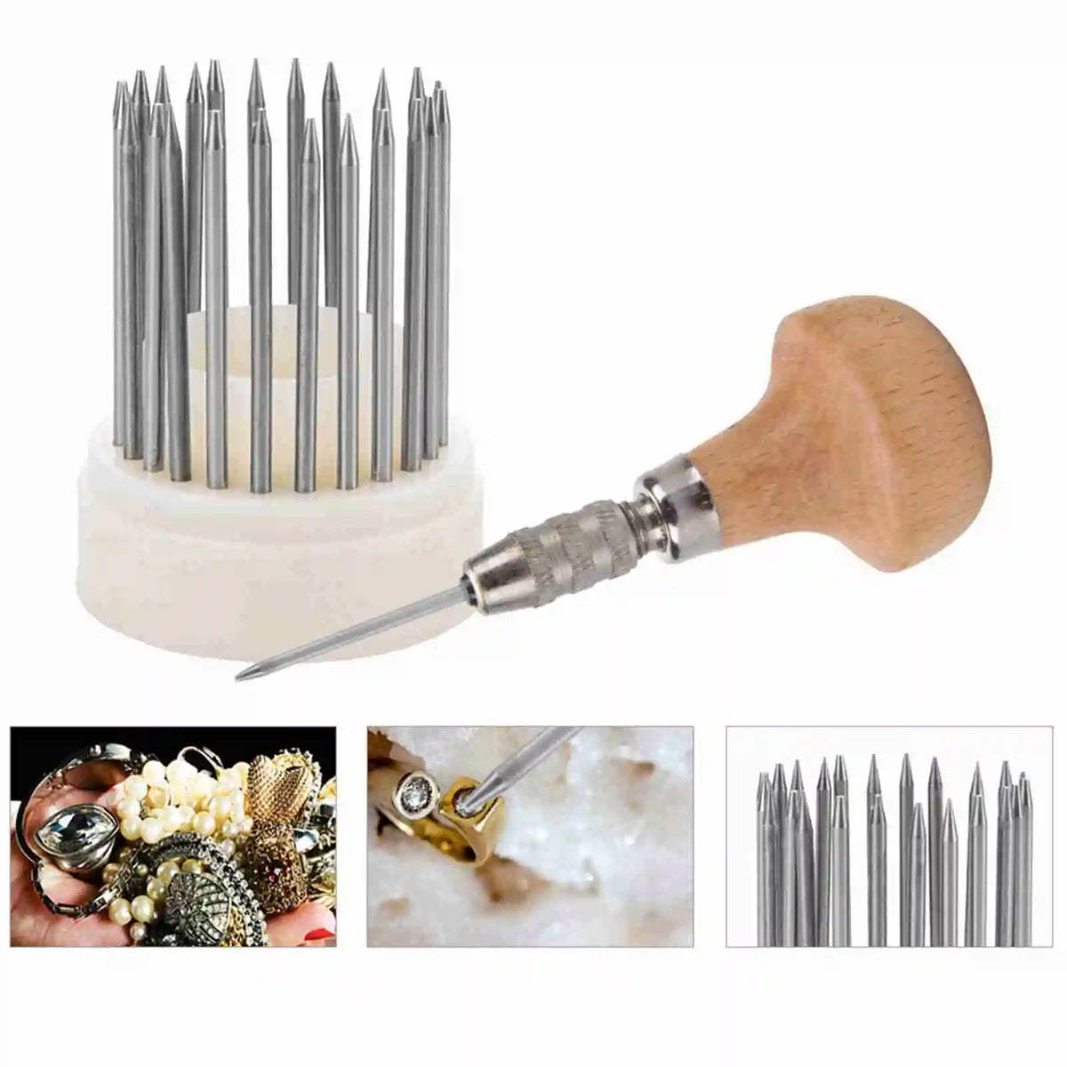 23-Piece Beading Graver Set | Diamond Stone Setting Jewelry Tools Jewelry Setting Tools Qme