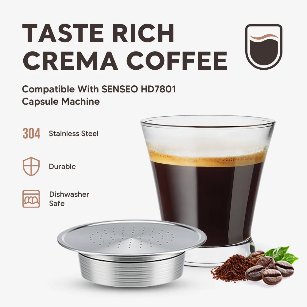 Reusable Pods for Senseo HD7801 – Refillable Steel Capsules Coffee Pod Filter Qst