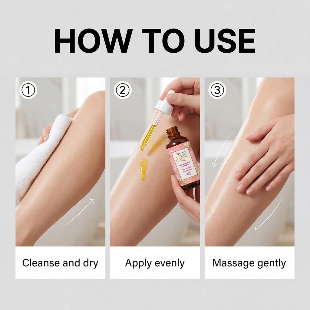 Oceaura Cyperus Rotundus Hair Removal Oil – Lightweight Hair Removal Oil Qme