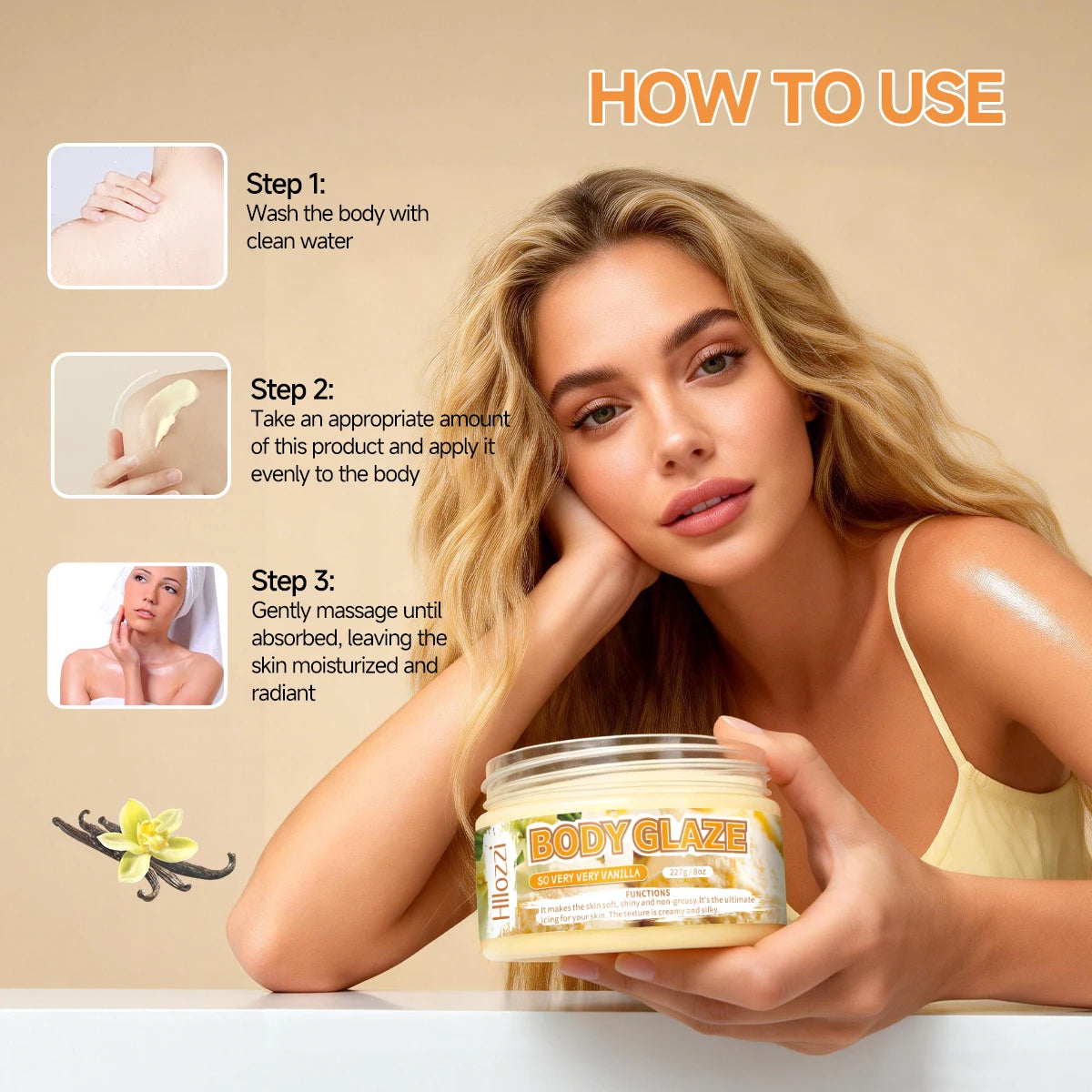 Vanilla Body Glaze Cream – Moisturize, Brighten & Protect Skin Body Glaze Cream Qst