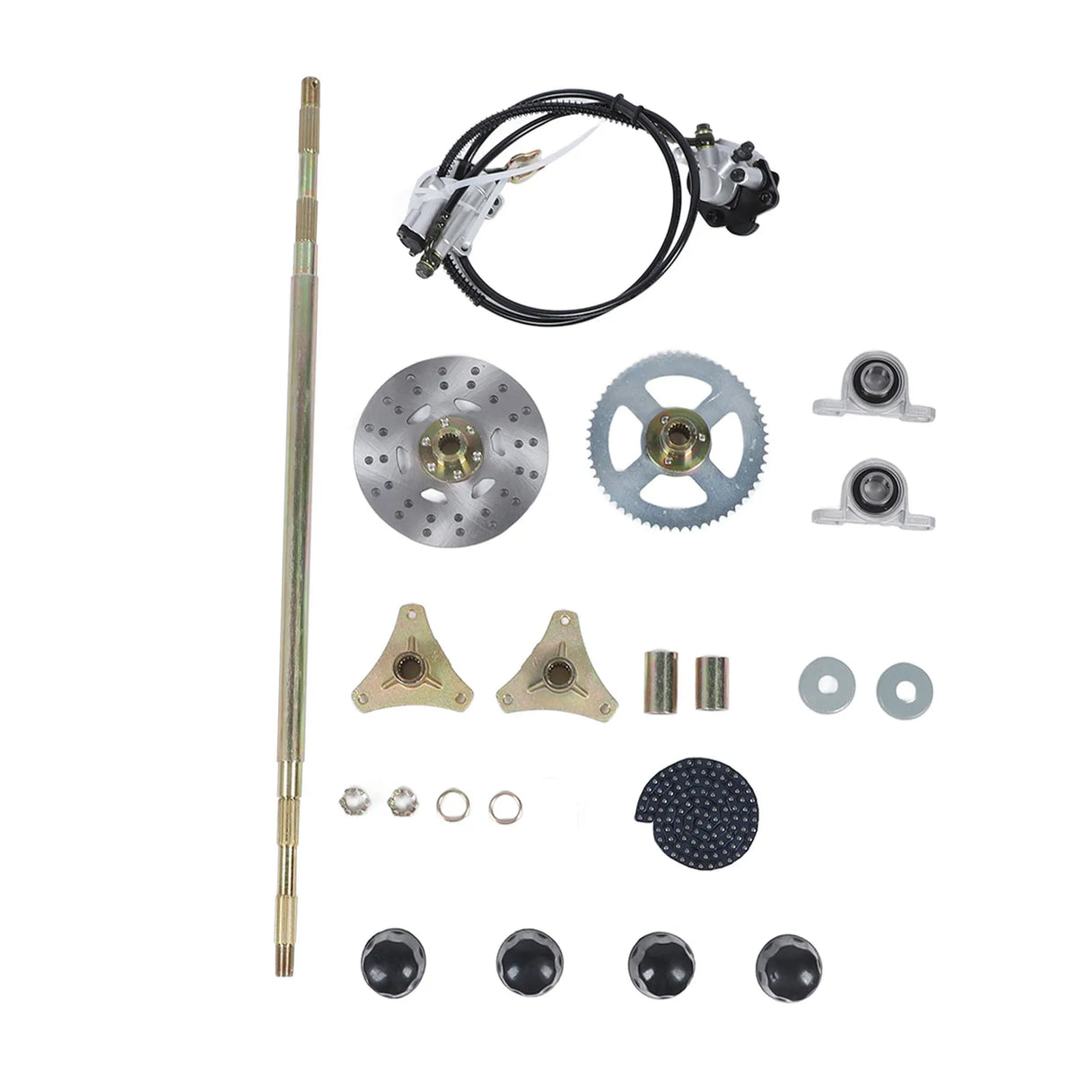 Go Kart 29in Rear Axle Assembly Kit – Chain, Sprocket & Brake Go Kart Axle Kit Qme Black