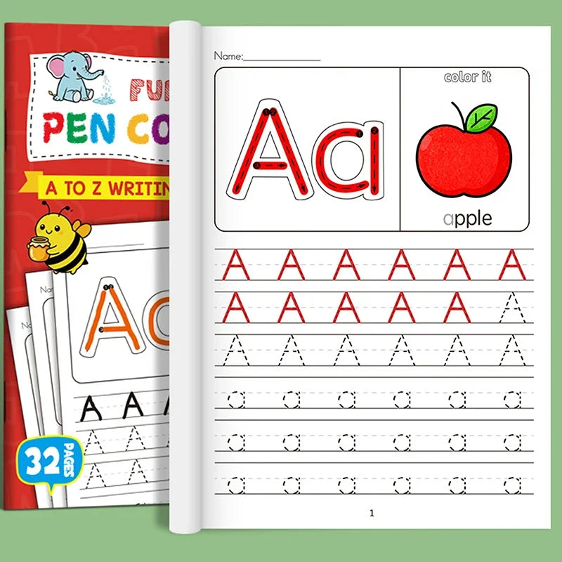 Children's A-Z Alphabet Practice Book – Writing & Drawing Kids Activity Book Qme