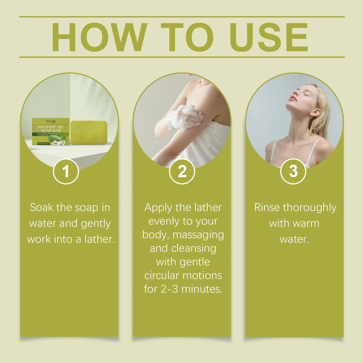 Hoygi Soursop Oil Soap – Moisturizing Body Cleansing Bar Moisturizing Bar Soap Qst
