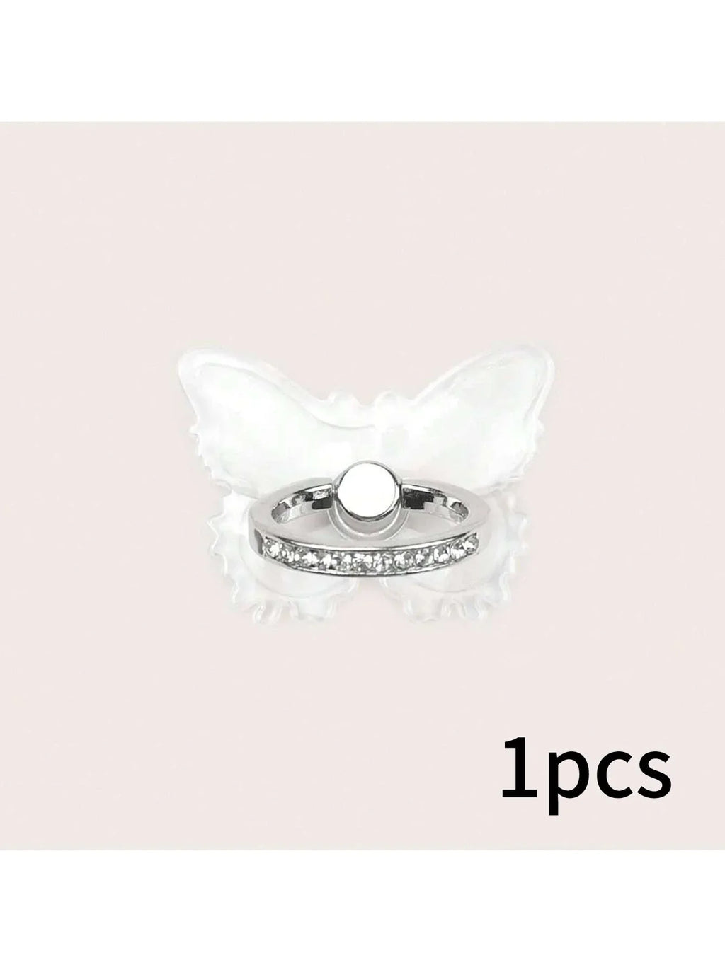 Butterfly Crystal Ring Phone Grip & 360° Stand Holder Phone Ring Grip Stand Qme WHITE