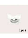 Butterfly Crystal Ring Phone Grip & 360° Stand Holder Phone Ring Grip Stand Qme WHITE