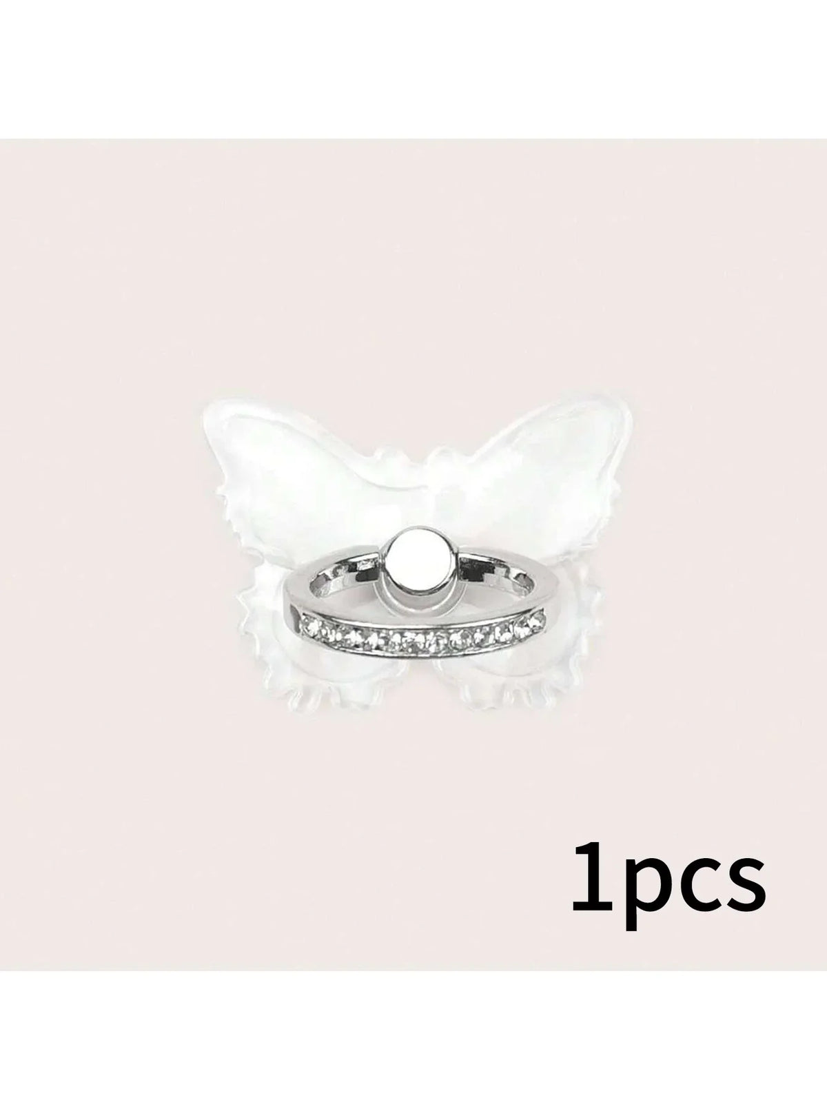 Butterfly Crystal Ring Phone Grip & 360° Stand Holder Phone Ring Grip Stand Qme WHITE
