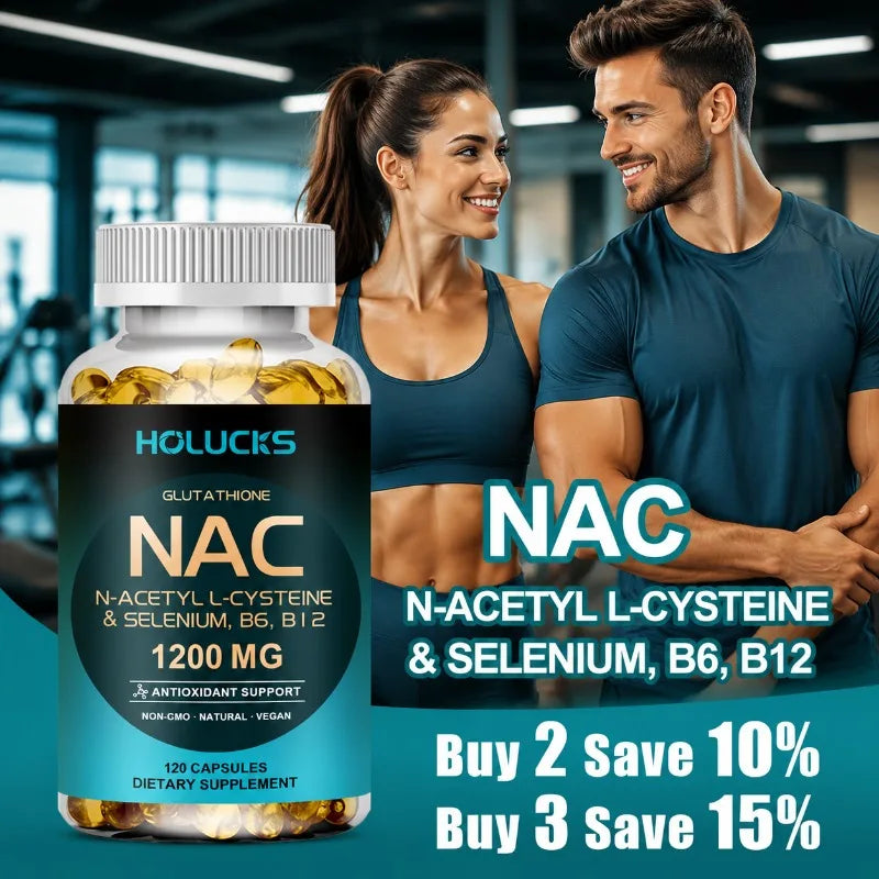 NAC + Glutathione Capsules | Milk Thistle, Selenium – 120ct Dietary Supplement Capsules Qst