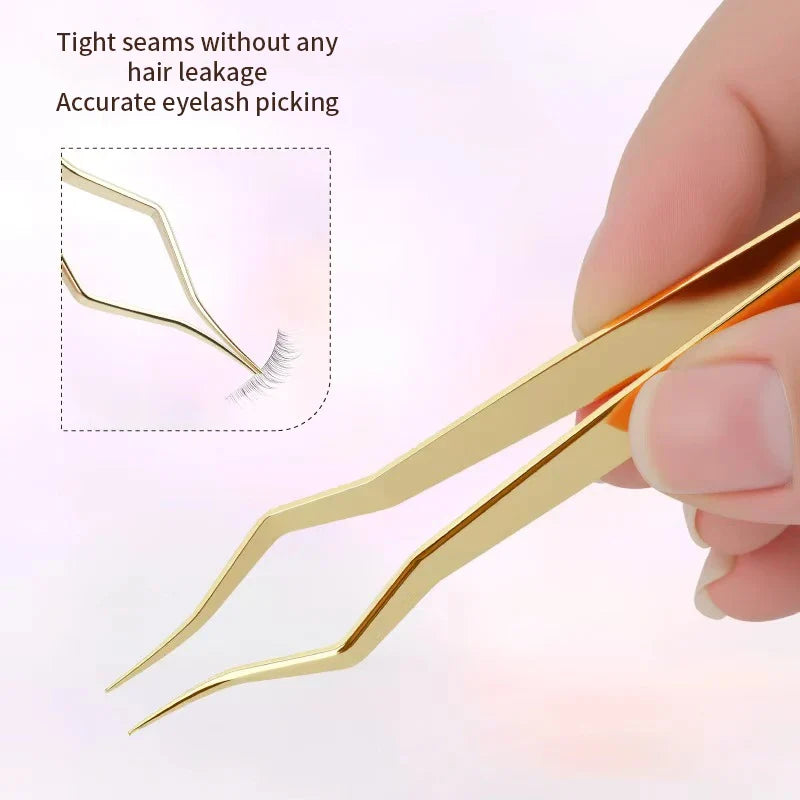 Qme Lash Extension Tweezers – Anti-Slip Stainless Steel Lash Extension Tweezers Qme