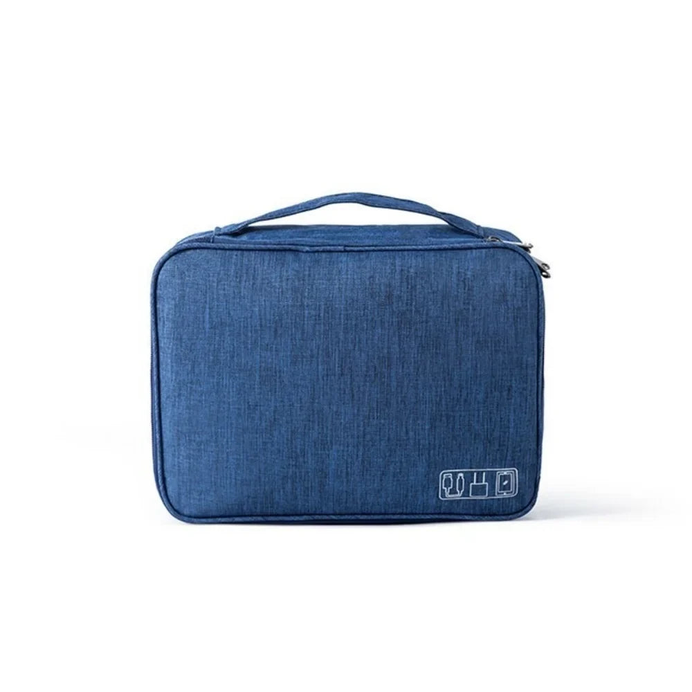 Waterproof Travel Cable Organizer Bag | Oxford Storage Case Cable Organizer Bag Qme Three layer Deepblue