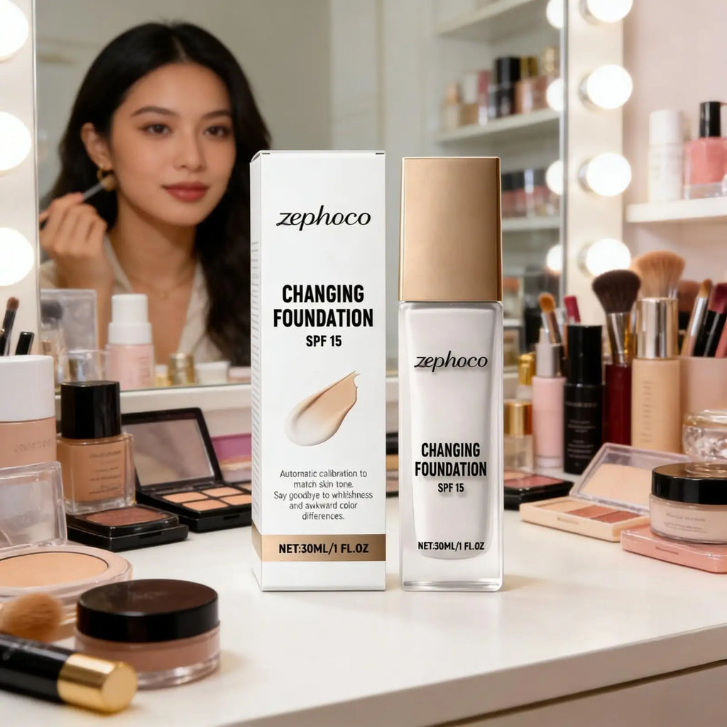 Zephoco Color Changing Foundation SPF 15 – Matte & Hydrating Liquid Foundation Qst