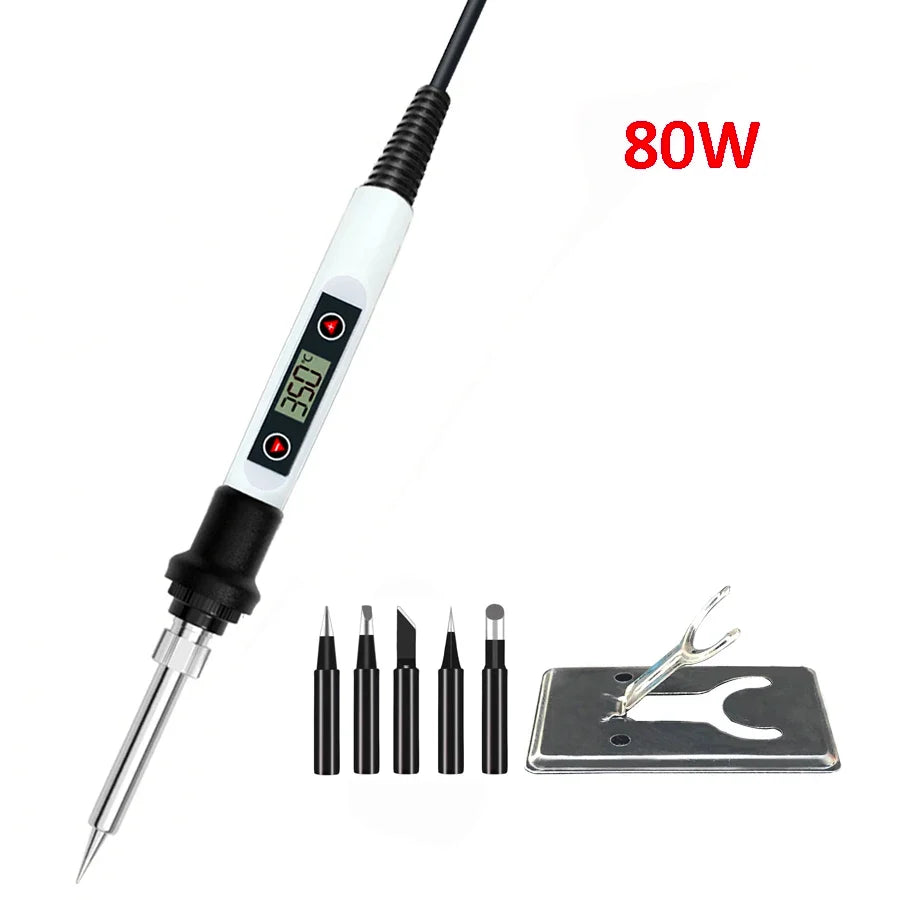 80W Digital Soldering Iron Station 110V/220V – Temp Control Soldering Station Qme 80W WHITE SET2 80W 110V