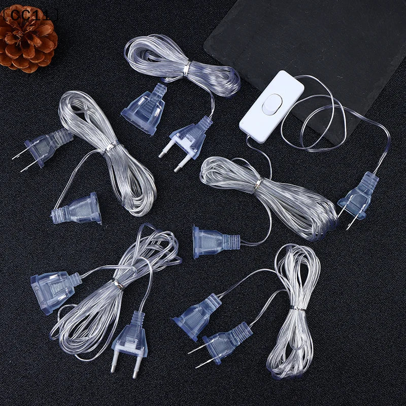 EU US Plug Light String Extension Cable 3M 5M | Copper Wire Light String Extension Qme
