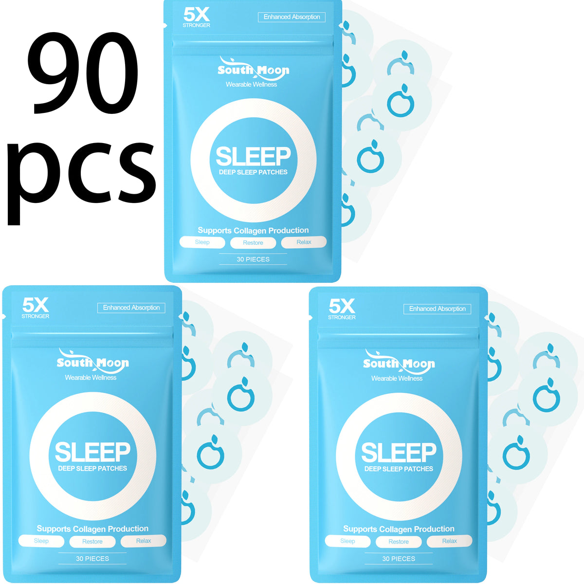 South Moon Sleep Care Patches – Nighttime Muscle Relaxation Sleep Care Patches Qst 90pcs in bag