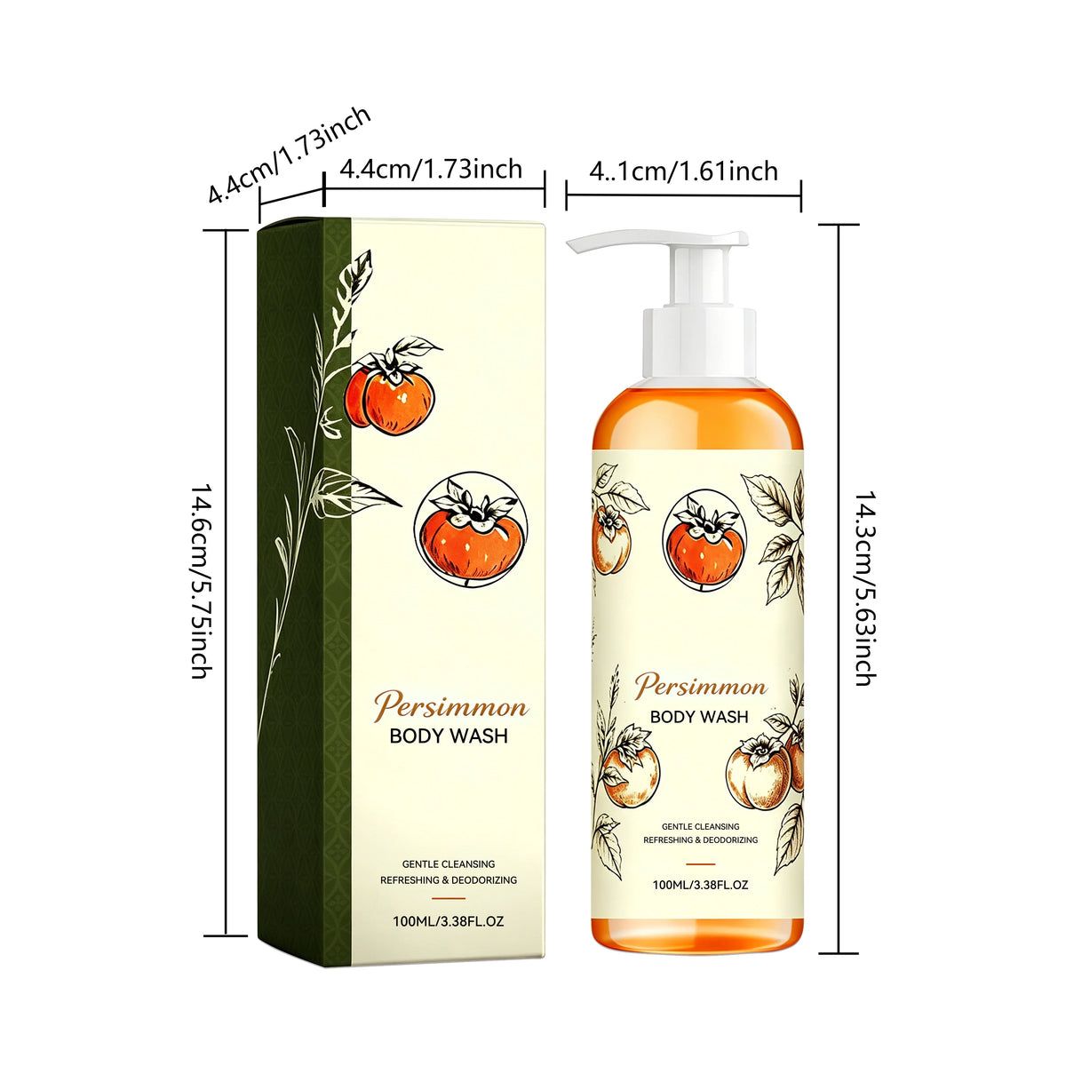 Persimmon Body Wash Gel 100ml – Moisturizing Shower Gel Body Wash Gel Qst