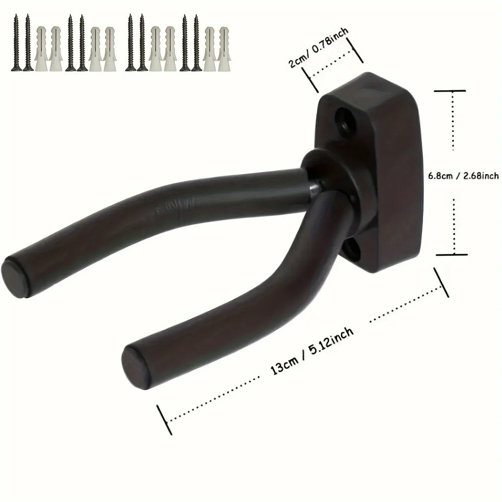 Black Metal Guitar Wall Hanger – Multi-Instrument Hook Set Guitar Wall Hanger Qme