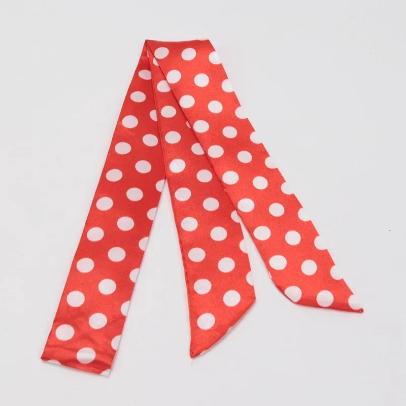 Women's Skinny Ribbon Scarf – Printed Polyester Hair Tie