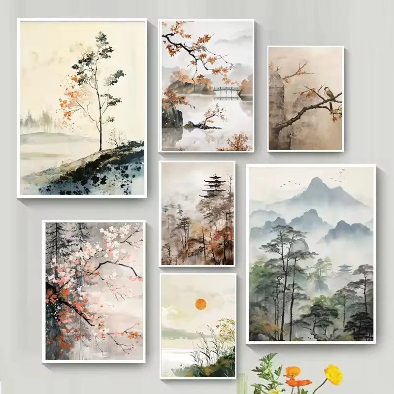 Zen Minimalist Landscape Canvas Print | Frameless Wall Art Canvas Wall Art Qst