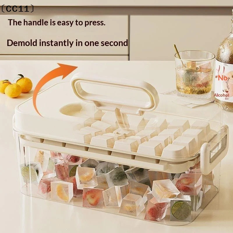 84-Cube Ice Tray with Lid & Storage Bin | BPA-Free 3-Layer Set Ice Cube Tray Set Qme