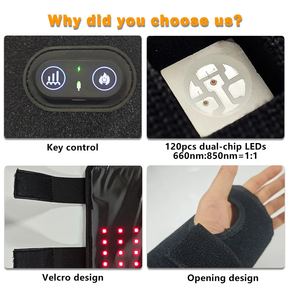 Wireless Red Light Therapy Wrist Wrap 660nm 850nm Infrared Red Light Therapy Wrap Qst