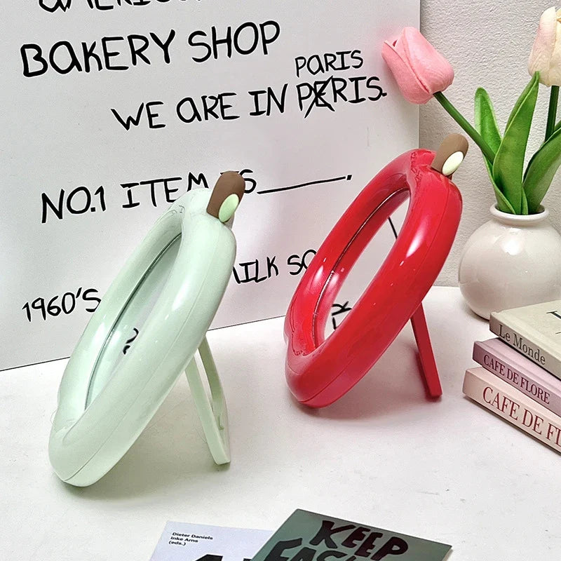 Apple-Shaped Decorative Makeup Mirror for Desk & Bedroom Decorative Makeup Mirror Qme