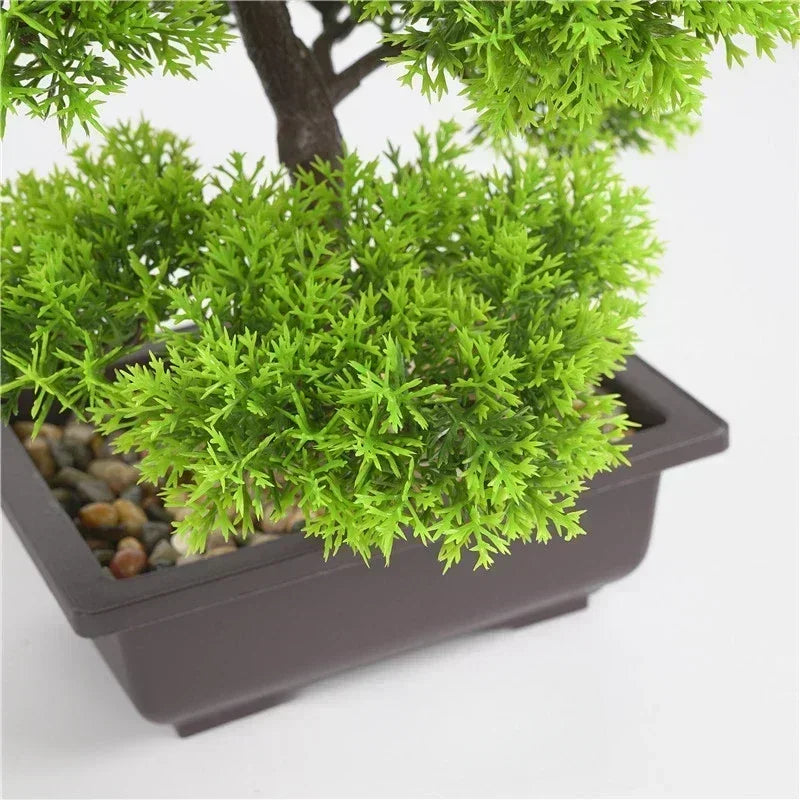 Artificial Pine Bonsai Tree with Pot – Faux Plant Home Decor Artificial Bonsai Plant Qme
