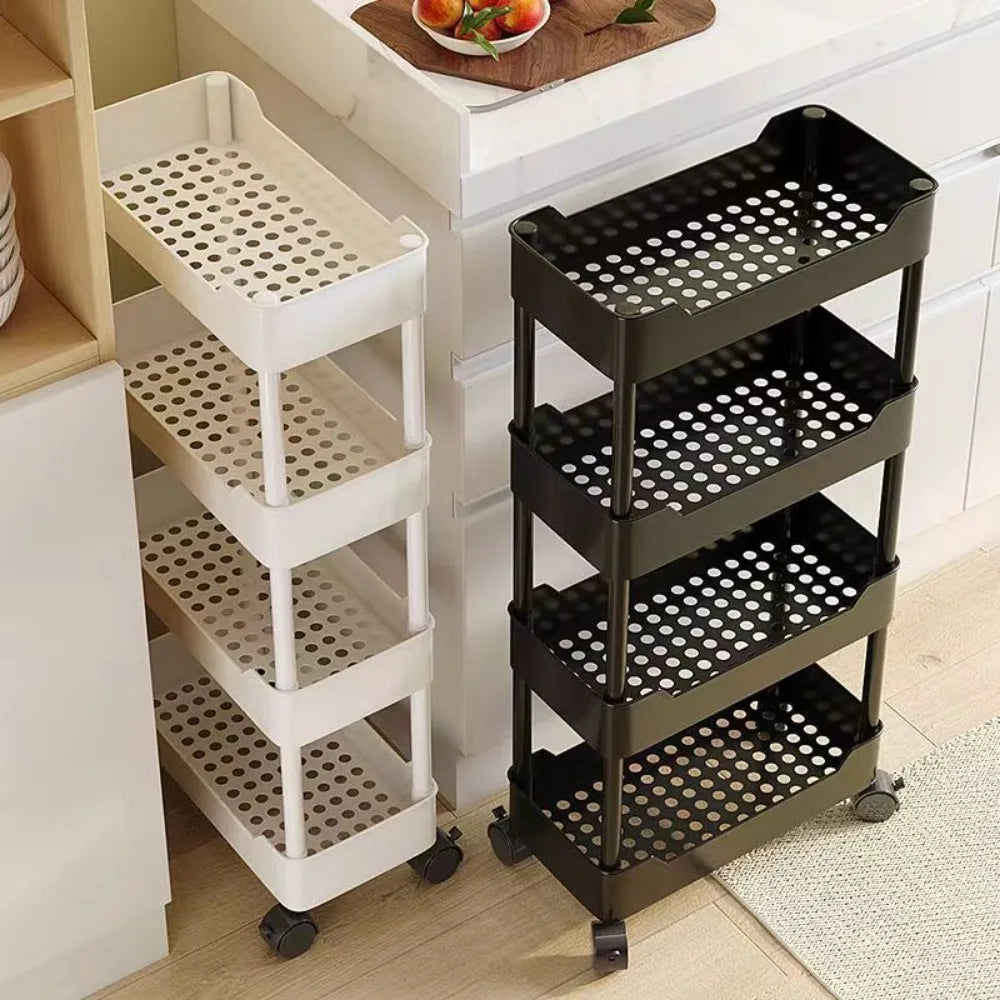Rolling Gap Storage Rack – 3/4 Tier Utility Cart Organizer Rolling Storage Cart Qme