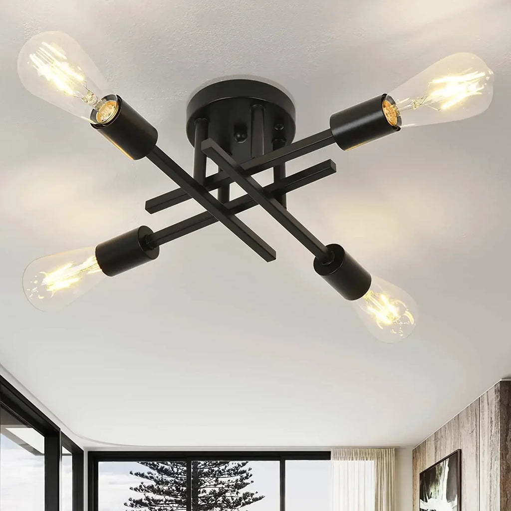 Modern LED Ceiling Lamp – Black Flower Aluminum Light Fixture LED Ceiling Lamp Qme