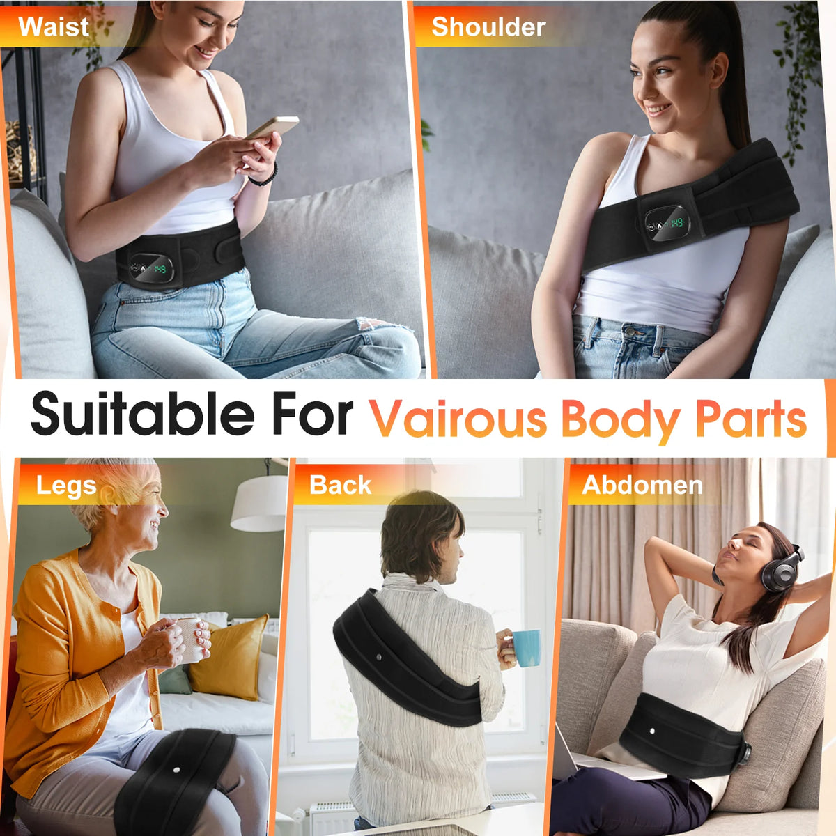 ZONGKUNG Heated Massage Belt – Red Light & Vibration Wrap Heated Massage Belt Qst