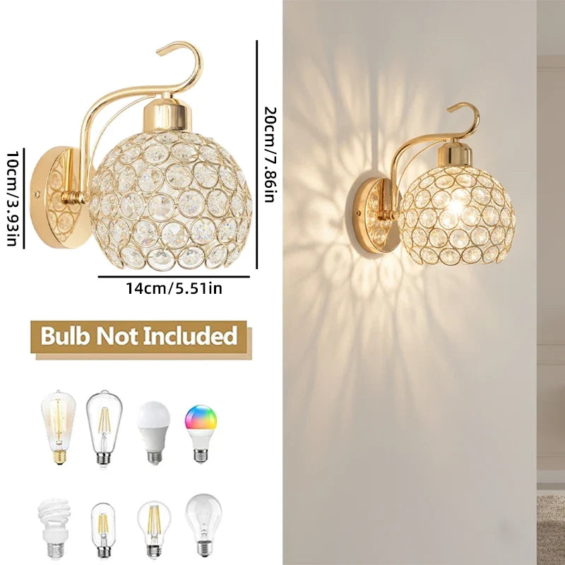 Crystal LED Wall Lamp – Modern Minimalist Bedroom Light LED Wall Sconce Qme Gold