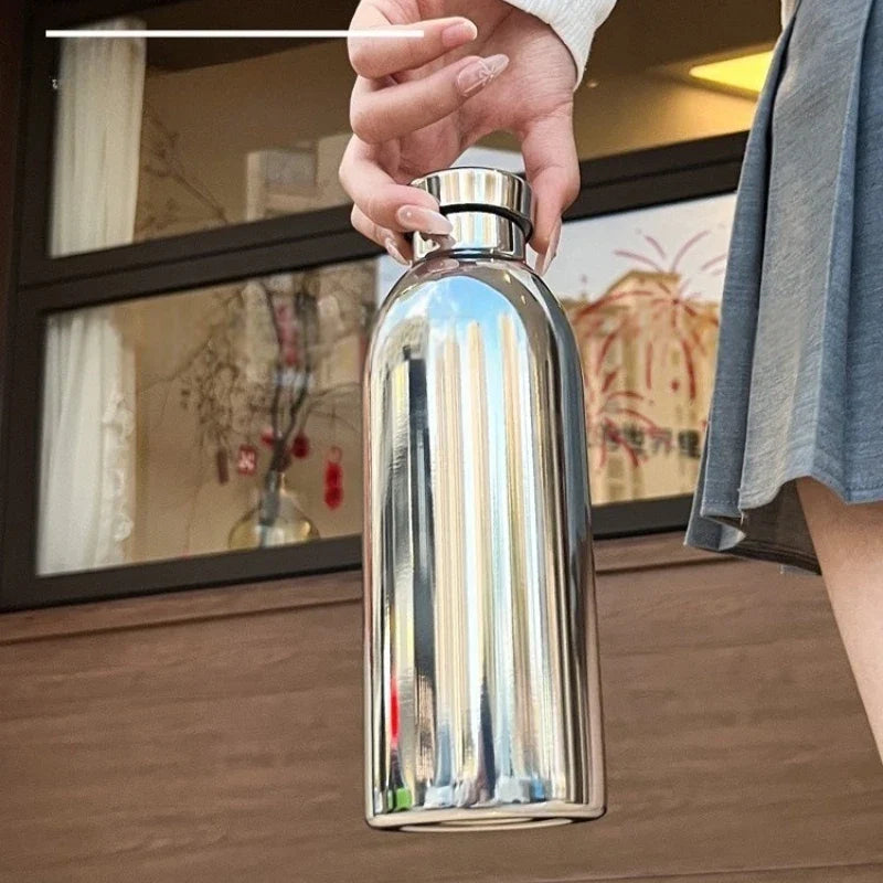 Mirror-Finish Lidded Stainless Steel Insulated Cup 500ml Insulated Tumbler Qme