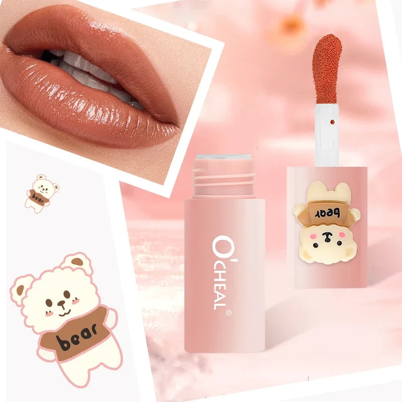 Teddy Bear Matte Lip Gloss – Waterproof & Long-Lasting | Qme Matte Lip Gloss Qme