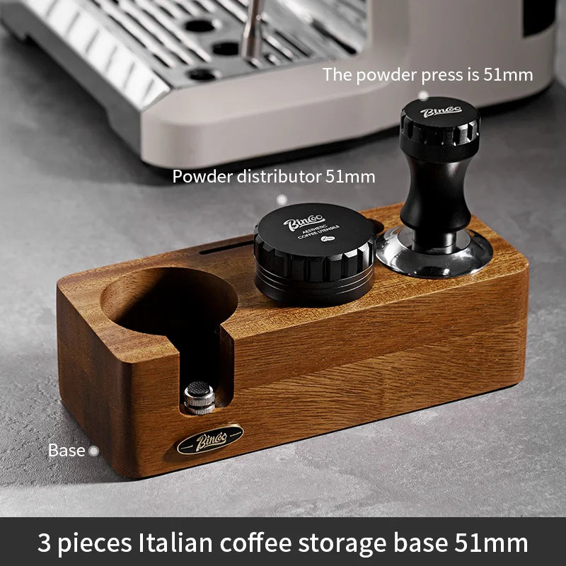 Bincoo Walnut Coffee Tamper & Distributor Set 51mm 58mm Espresso Tamper Set Qst 51mm 3-piece set China Mainland