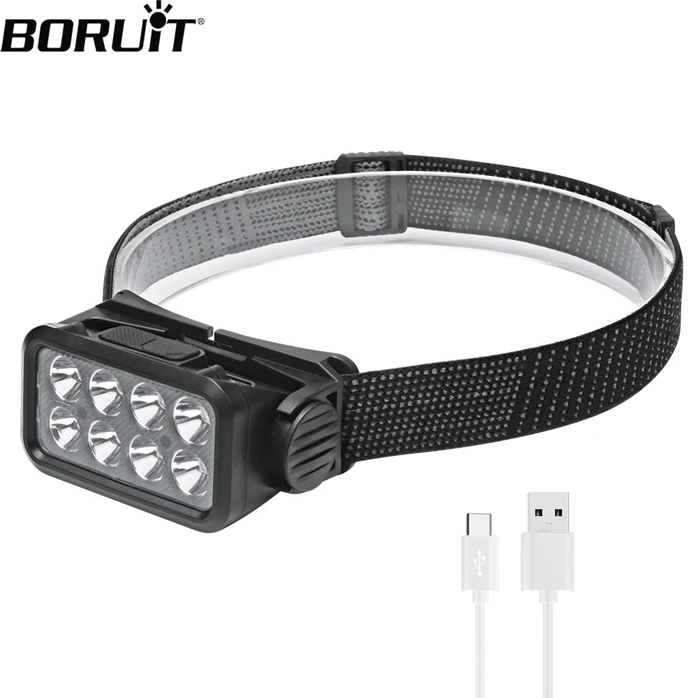 BORUiT K354 Motion Sensor LED Headlamp – 1000 Lumen USB-C LED Headlamp Qst Default Title