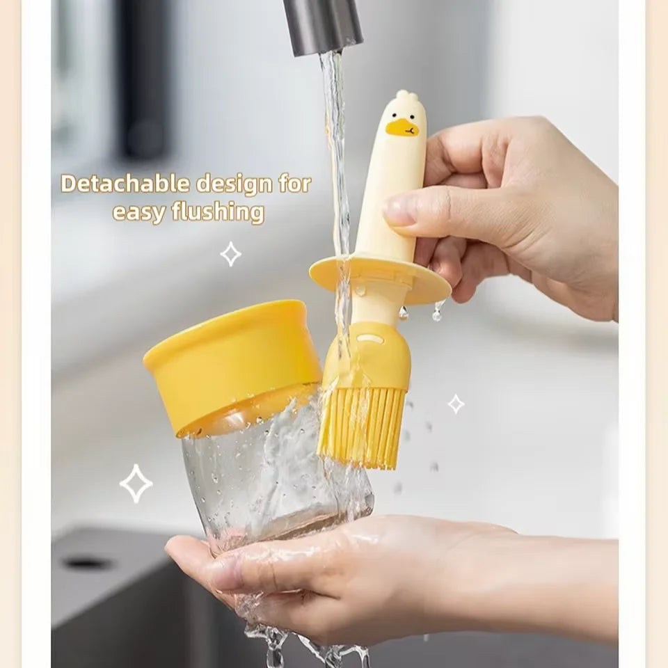 Silicone Oil Brush Bottle 2-in-1 BBQ & Kitchen Basting Set Silicone Basting Brush Qst