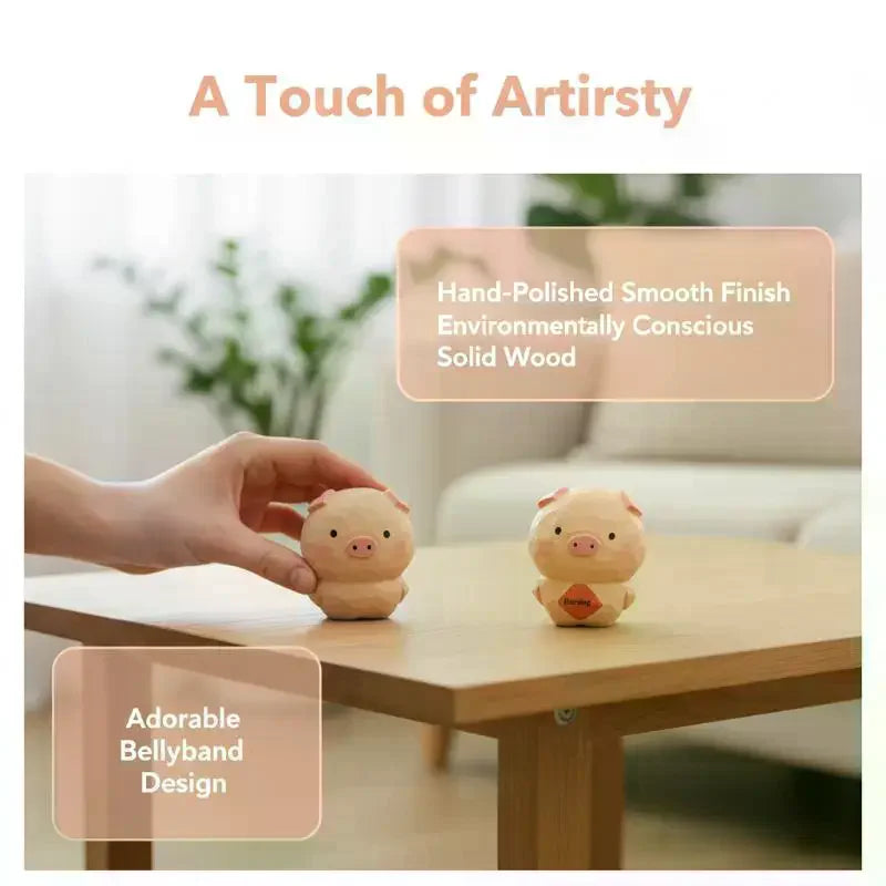 Handmade Wooden Pig Figurine Fu Character Decorative Statue Decorative Figurine Qme
